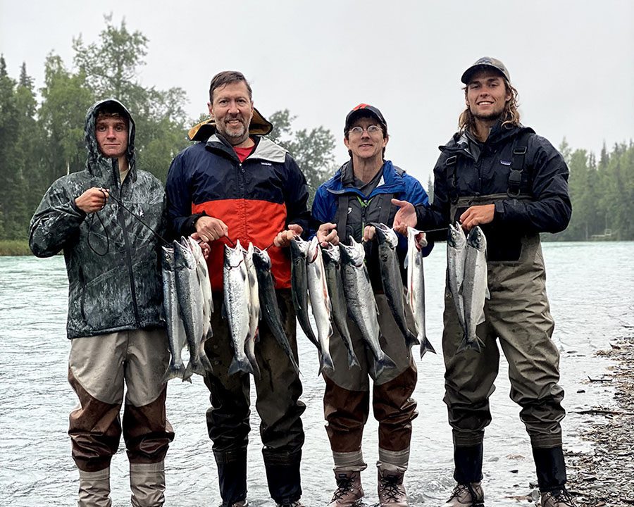 Fish All Fifty Team With a Stringer of Kasilof River Sockeye Salmon
