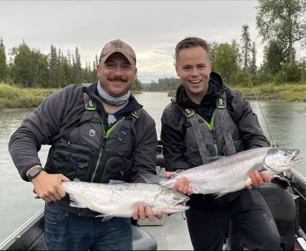 Nick Garret & Patrick Enslow With Kenai River Silver Salmon